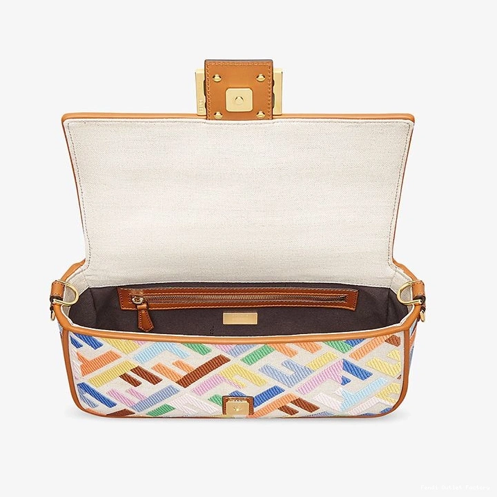 Affordable HOT Medium Fendi FF Motif In Bag Canvas Multicolor Baguette 0714